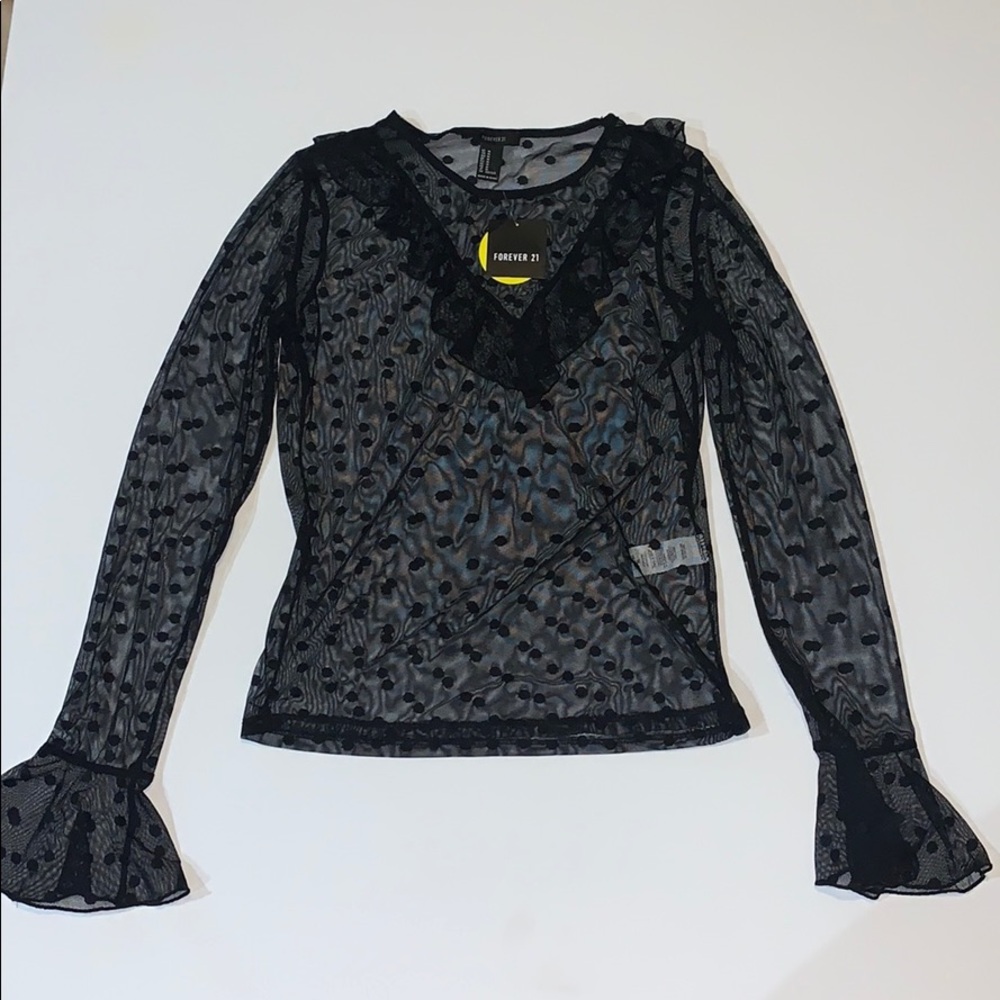Forever 21 Polka Dot Sheer Mesh Top